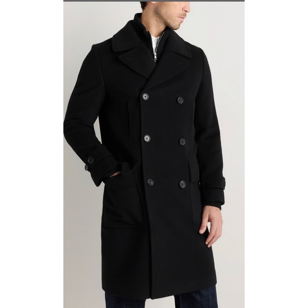 QUINCE MEN’s    Italian Wool Double-Breasted Officer Topcoat size L